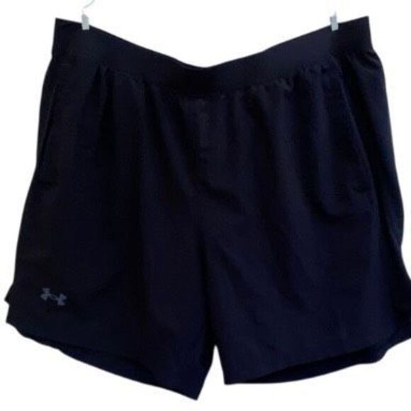 Under Armour HeatGear Black Athletic Running Shorts Mens Size XXL 2XL Activewear - Picture 1 of 4
